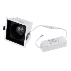 GloboStar® PLUTO-B 60276 Χωνευτό LED Spot Downlight TrimLess Μ10.4xΠ10.4cm 15W 1950lm 38° AC 220-240V IP20 Μ10.4 x Π10.4 x Υ6.5cm – Τετράγωνο – Λευκό με Μαύρο Κάτοπτρο & Anti-Glare HoneyComb – Φυσικό Λευκό 4500K – Bridgelux COB – 5 Years Warranty