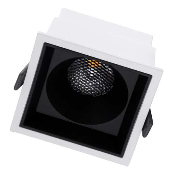 GloboStar® PLUTO-B 60277 Χωνευτό LED Spot Downlight TrimLess Μ10.4xΠ10.4cm 15W 1875lm 38° AC 220-240V IP20 Μ10.4 x Π10.4 x Υ6.5cm – Τετράγωνο – Λευκό με Μαύρο Κάτοπτρο & Anti-Glare HoneyComb – Θερμό Λευκό 2700K – Bridgelux COB – 5 Years Warranty