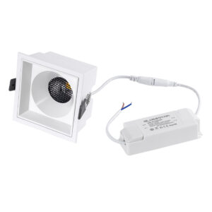 GloboStar® PLUTO-B 60278 Χωνευτό LED Spot Downlight TrimLess Μ10.4xΠ10.4cm 15W 1950lm 38° AC 220-240V IP20 Μ10.4 x Π10.4 x Υ6.5cm – Τετράγωνο – Λευκό & Anti-Glare HoneyComb – Φυσικό Λευκό 4500K – Bridgelux COB – 5 Years Warranty