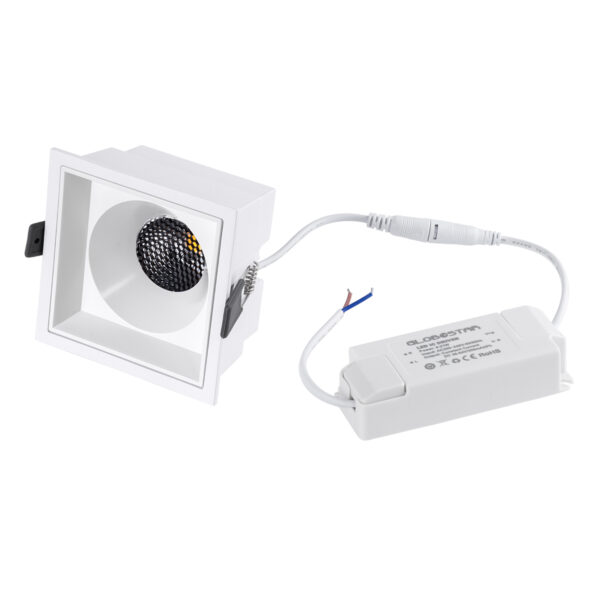 GloboStar® PLUTO-B 60278 Χωνευτό LED Spot Downlight TrimLess Μ10.4xΠ10.4cm 15W 1950lm 38° AC 220-240V IP20 Μ10.4 x Π10.4 x Υ6.5cm – Τετράγωνο – Λευκό & Anti-Glare HoneyComb – Φυσικό Λευκό 4500K – Bridgelux COB – 5 Years Warranty