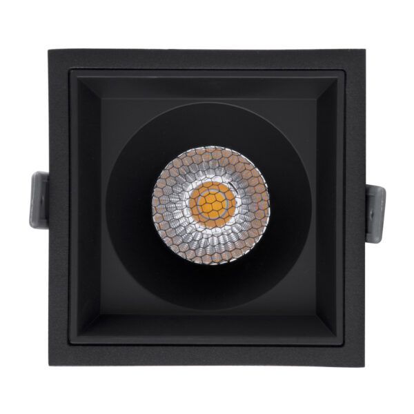 GloboStar® PLUTO-B 60280 Χωνευτό LED Spot Downlight TrimLess Μ10.4xΠ10.4cm 15W 1950lm 38° AC 220-240V IP20 Μ10.4 x Π10.4 x Υ6.5cm – Τετράγωνο – Μαύρο & Anti-Glare HoneyComb – Φυσικό Λευκό 4500K – Bridgelux COB – 5 Years Warranty