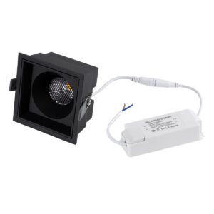 GloboStar® PLUTO-B 60280 Χωνευτό LED Spot Downlight TrimLess Μ10.4xΠ10.4cm 15W 1950lm 38° AC 220-240V IP20 Μ10.4 x Π10.4 x Υ6.5cm – Τετράγωνο – Μαύρο & Anti-Glare HoneyComb – Φυσικό Λευκό 4500K – Bridgelux COB – 5 Years Warranty