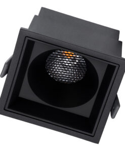 GloboStar® PLUTO-B 60281 Χωνευτό LED Spot Downlight TrimLess Μ10.4xΠ10.4cm 15W 1875lm 38° AC 220-240V IP20 Μ10.4 x Π10.4 x Υ6.5cm – Τετράγωνο – Μαύρο & Anti-Glare HoneyComb – Θερμό Λευκό 2700K – Bridgelux COB – 5 Years Warranty