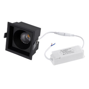 GloboStar® PLUTO-B 60281 Χωνευτό LED Spot Downlight TrimLess Μ10.4xΠ10.4cm 15W 1875lm 38° AC 220-240V IP20 Μ10.4 x Π10.4 x Υ6.5cm – Τετράγωνο – Μαύρο & Anti-Glare HoneyComb – Θερμό Λευκό 2700K – Bridgelux COB – 5 Years Warranty