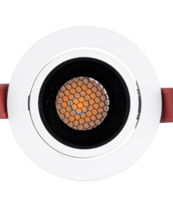 GloboStar® LEO-R 60282 Χωνευτό LED Spot Downlight TrimLess Φ8.5cm 10W 1300lm 38° AC 220-240V IP20 Φ8.5 x Υ6.6cm – Στρόγγυλο – Κινούμενο – Λευκό με Μαύρο Κάτοπτρο & Anti-Glare HoneyComb – Φυσικό Λευκό 4500K – Bridgelux COB – 5 Years Warranty