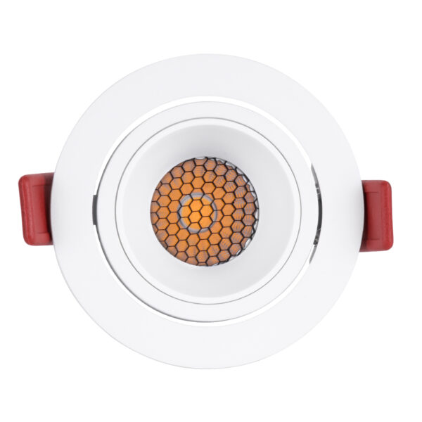 GloboStar® LEO-R 60284 Χωνευτό LED Spot Downlight TrimLess Φ8.5cm 10W 1300lm 38° AC 220-240V IP20 Φ8.5 x Υ6.6cm – Στρόγγυλο – Κινούμενο – Λευκό & Anti-Glare HoneyComb – Φυσικό Λευκό 4500K – Bridgelux COB – 5 Years Warranty