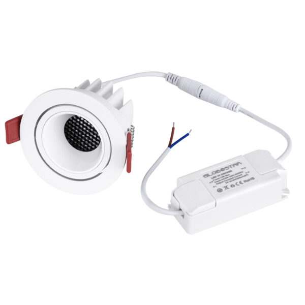 GloboStar® LEO-R 60284 Χωνευτό LED Spot Downlight TrimLess Φ8.5cm 10W 1300lm 38° AC 220-240V IP20 Φ8.5 x Υ6.6cm – Στρόγγυλο – Κινούμενο – Λευκό & Anti-Glare HoneyComb – Φυσικό Λευκό 4500K – Bridgelux COB – 5 Years Warranty