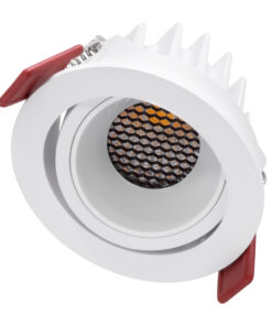 GloboStar® LEO-R 60285 Χωνευτό LED Spot Downlight TrimLess Φ8.5cm 10W 1250lm 38° AC 220-240V IP20 Φ8.5 x Υ6.6cm – Στρόγγυλο – Κινούμενο – Λευκό & Anti-Glare HoneyComb – Θερμό Λευκό 2700K – Bridgelux COB – 5 Years Warranty