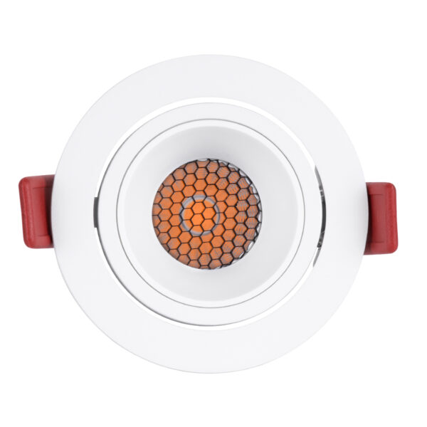 GloboStar® LEO-R 60285 Χωνευτό LED Spot Downlight TrimLess Φ8.5cm 10W 1250lm 38° AC 220-240V IP20 Φ8.5 x Υ6.6cm – Στρόγγυλο – Κινούμενο – Λευκό & Anti-Glare HoneyComb – Θερμό Λευκό 2700K – Bridgelux COB – 5 Years Warranty
