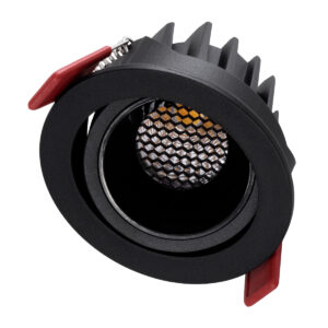GloboStar® LEO-R 60286 Χωνευτό LED Spot Downlight TrimLess Φ8.5cm 10W 1300lm 38° AC 220-240V IP20 Φ8.5 x Υ6.6cm – Στρόγγυλο – Κινούμενο – Μαύρο & Anti-Glare HoneyComb – Φυσικό Λευκό 4500K – Bridgelux COB – 5 Years Warranty