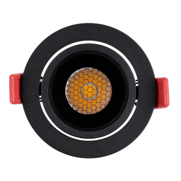 GloboStar® LEO-R 60286 Χωνευτό LED Spot Downlight TrimLess Φ8.5cm 10W 1300lm 38° AC 220-240V IP20 Φ8.5 x Υ6.6cm – Στρόγγυλο – Κινούμενο – Μαύρο & Anti-Glare HoneyComb – Φυσικό Λευκό 4500K – Bridgelux COB – 5 Years Warranty