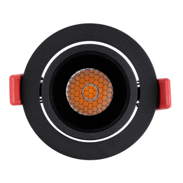 GloboStar® LEO-R 60287 Χωνευτό LED Spot Downlight TrimLess Φ8.5cm 10W 1250lm 38° AC 220-240V IP20 Φ8.5 x Υ6.6cm – Στρόγγυλο – Κινούμενο – Μαύρο & Anti-Glare HoneyComb – Θερμό Λευκό 2700K – Bridgelux COB – 5 Years Warranty