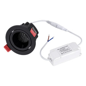 GloboStar® LEO-R 60287 Χωνευτό LED Spot Downlight TrimLess Φ8.5cm 10W 1250lm 38° AC 220-240V IP20 Φ8.5 x Υ6.6cm – Στρόγγυλο – Κινούμενο – Μαύρο & Anti-Glare HoneyComb – Θερμό Λευκό 2700K – Bridgelux COB – 5 Years Warranty