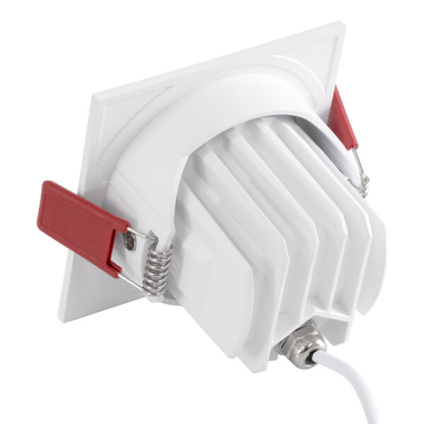 GloboStar® LEO-SQ 60288 Χωνευτό LED Spot Downlight TrimLess Μ8.5xΠ8.5cm 10W 1300lm 38° AC 220-240V IP20 Μ8.5 x Π8.5 x Υ6.6cm – Τετράγωνο – Κινούμενο – Λευκό με Μαύρο Κάτοπτρο & Anti-Glare HoneyComb – Φυσικό Λευκό 4500K – Bridgelux COB – 5 Years Warranty