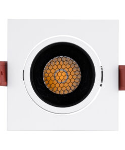 GloboStar® LEO-SQ 60288 Χωνευτό LED Spot Downlight TrimLess Μ8.5xΠ8.5cm 10W 1300lm 38° AC 220-240V IP20 Μ8.5 x Π8.5 x Υ6.6cm – Τετράγωνο – Κινούμενο – Λευκό με Μαύρο Κάτοπτρο & Anti-Glare HoneyComb – Φυσικό Λευκό 4500K – Bridgelux COB – 5 Years Warranty