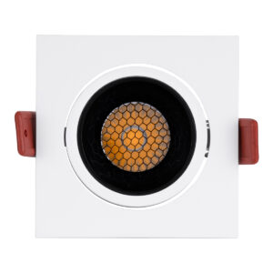 GloboStar® LEO-SQ 60288 Χωνευτό LED Spot Downlight TrimLess Μ8.5xΠ8.5cm 10W 1300lm 38° AC 220-240V IP20 Μ8.5 x Π8.5 x Υ6.6cm – Τετράγωνο – Κινούμενο – Λευκό με Μαύρο Κάτοπτρο & Anti-Glare HoneyComb – Φυσικό Λευκό 4500K – Bridgelux COB – 5 Years Warranty