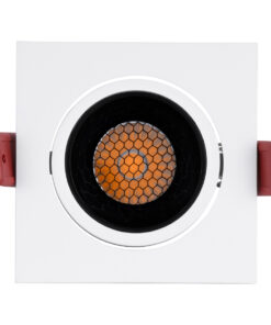 GloboStar® LEO-SQ 60289 Χωνευτό LED Spot Downlight TrimLess Μ8.5xΠ8.5cm 10W 1250lm 38° AC 220-240V IP20 Μ8.5 x Π8.5 x Υ6.6cm – Τετράγωνο – Κινούμενο – Λευκό με Μαύρο Κάτοπτρο & Anti-Glare HoneyComb – Θερμό Λευκό 2700K – Bridgelux COB – 5 Years Warranty