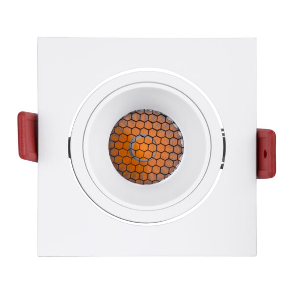 GloboStar® LEO-SQ 60290 Χωνευτό LED Spot Downlight TrimLess Μ8.5xΠ8.5cm 10W 1300lm 38° AC 220-240V IP20 Μ8.5 x Π8.5 x Υ6.6cm – Τετράγωνο – Κινούμενο – Λευκό & Anti-Glare HoneyComb – Φυσικό Λευκό 4500K – Bridgelux COB – 5 Years Warranty