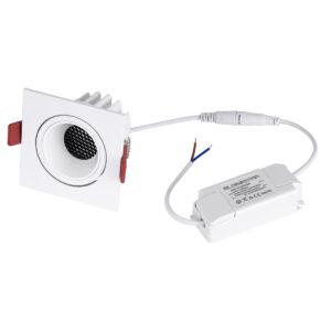 GloboStar® LEO-SQ 60290 Χωνευτό LED Spot Downlight TrimLess Μ8.5xΠ8.5cm 10W 1300lm 38° AC 220-240V IP20 Μ8.5 x Π8.5 x Υ6.6cm – Τετράγωνο – Κινούμενο – Λευκό & Anti-Glare HoneyComb – Φυσικό Λευκό 4500K – Bridgelux COB – 5 Years Warranty