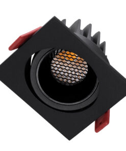 GloboStar® LEO-SQ 60292 Χωνευτό LED Spot Downlight TrimLess Μ8.5xΠ8.5cm 10W 1300lm 38° AC 220-240V IP20 Μ8.5 x Π8.5 x Υ6.6cm – Τετράγωνο – Κινούμενο – Μαύρο & Anti-Glare HoneyComb – Φυσικό Λευκό 4500K – Bridgelux COB – 5 Years Warranty