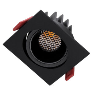 GloboStar® LEO-SQ 60292 Χωνευτό LED Spot Downlight TrimLess Μ8.5xΠ8.5cm 10W 1300lm 38° AC 220-240V IP20 Μ8.5 x Π8.5 x Υ6.6cm – Τετράγωνο – Κινούμενο – Μαύρο & Anti-Glare HoneyComb – Φυσικό Λευκό 4500K – Bridgelux COB – 5 Years Warranty
