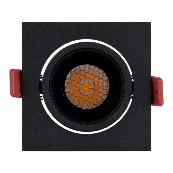GloboStar® LEO-SQ 60292 Χωνευτό LED Spot Downlight TrimLess Μ8.5xΠ8.5cm 10W 1300lm 38° AC 220-240V IP20 Μ8.5 x Π8.5 x Υ6.6cm – Τετράγωνο – Κινούμενο – Μαύρο & Anti-Glare HoneyComb – Φυσικό Λευκό 4500K – Bridgelux COB – 5 Years Warranty