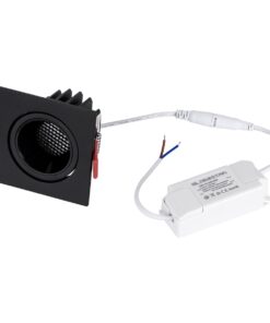 GloboStar® LEO-SQ 60293 Χωνευτό LED Spot Downlight TrimLess Μ8.5xΠ8.5cm 10W 1250lm 38° AC 220-240V IP20 Μ8.5 x Π8.5 x Υ6.6cm – Τετράγωνο – Κινούμενο – Μαύρο & Anti-Glare HoneyComb – Θερμό Λευκό 2700K – Bridgelux COB – 5 Years Warranty