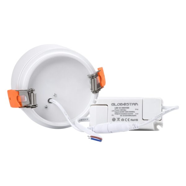 GloboStar® OMEGA-R 60294 Χωνευτό LED Spot Downlight TrimLess Φ10cm 12W 1560lm 36° AC 220-240V IP20 Φ10 x Υ8.2cm – Στρόγγυλο – Λευκό – Φυσικό Λευκό 4500K – Bridgelux COB – 5 Years Warranty