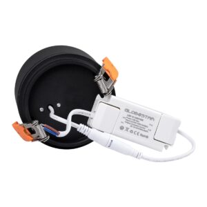 GloboStar® OMEGA-R 60297 Χωνευτό LED Spot Downlight TrimLess Φ10cm 12W 1500lm 36° AC 220-240V IP20 Φ10 x Υ8.2cm – Στρόγγυλο – Μαύρο – Θερμό Λευκό 2700K – Bridgelux COB – 5 Years Warranty