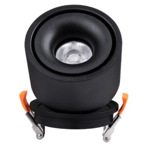 GloboStar® OMEGA-R 60297 Χωνευτό LED Spot Downlight TrimLess Φ10cm 12W 1500lm 36° AC 220-240V IP20 Φ10 x Υ8.2cm – Στρόγγυλο – Μαύρο – Θερμό Λευκό 2700K – Bridgelux COB – 5 Years Warranty