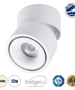 GloboStar® OMEGA-S 60298 Επιφανειακό LED Spot Downlight Φ10cm 12W 1560lm 36° AC 220-240V IP20 Φ10 x Υ10.5cm – Στρόγγυλο – Λευκό – Φυσικό Λευκό 4500K – Bridgelux COB – 5 Years Warranty