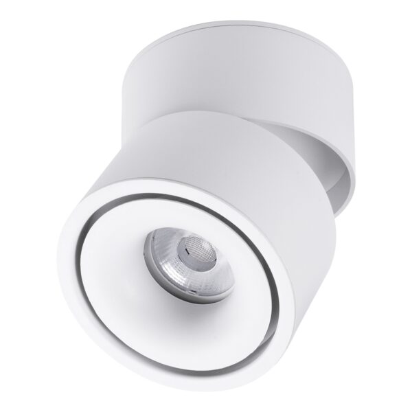 GloboStar® OMEGA-S 60299 Επιφανειακό LED Spot Downlight Φ10cm 12W 1500lm 36° AC 220-240V IP20 Φ10 x Υ10.5cm – Στρόγγυλο – Λευκό – Θερμό Λευκό 2700K – Bridgelux COB – 5 Years Warranty