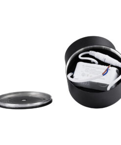 GloboStar® OMEGA-S 60301 Επιφανειακό LED Spot Downlight Φ10cm 12W 1500lm 36° AC 220-240V IP20 Φ10 x Υ10.5cm – Στρόγγυλο – Μαύρο – Θερμό Λευκό 2700K – Bridgelux COB – 5 Years Warranty