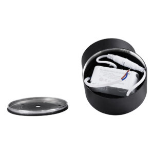 GloboStar® OMEGA-S 60301 Επιφανειακό LED Spot Downlight Φ10cm 12W 1500lm 36° AC 220-240V IP20 Φ10 x Υ10.5cm – Στρόγγυλο – Μαύρο – Θερμό Λευκό 2700K – Bridgelux COB – 5 Years Warranty