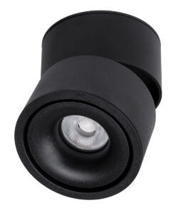 GloboStar® OMEGA-S 60301 Επιφανειακό LED Spot Downlight Φ10cm 12W 1500lm 36° AC 220-240V IP20 Φ10 x Υ10.5cm – Στρόγγυλο – Μαύρο – Θερμό Λευκό 2700K – Bridgelux COB – 5 Years Warranty