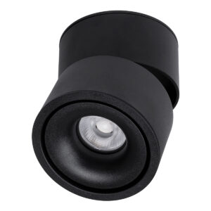 GloboStar® OMEGA-S 60301 Επιφανειακό LED Spot Downlight Φ10cm 12W 1500lm 36° AC 220-240V IP20 Φ10 x Υ10.5cm – Στρόγγυλο – Μαύρο – Θερμό Λευκό 2700K – Bridgelux COB – 5 Years Warranty