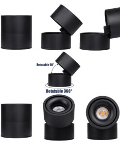 GloboStar® OMEGA-S 60301 Επιφανειακό LED Spot Downlight Φ10cm 12W 1500lm 36° AC 220-240V IP20 Φ10 x Υ10.5cm – Στρόγγυλο – Μαύρο – Θερμό Λευκό 2700K – Bridgelux COB – 5 Years Warranty