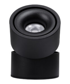 GloboStar® OMEGA-S 60301 Επιφανειακό LED Spot Downlight Φ10cm 12W 1500lm 36° AC 220-240V IP20 Φ10 x Υ10.5cm – Στρόγγυλο – Μαύρο – Θερμό Λευκό 2700K – Bridgelux COB – 5 Years Warranty