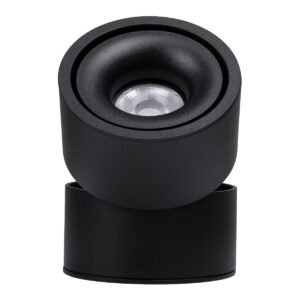 GloboStar® OMEGA-S 60301 Επιφανειακό LED Spot Downlight Φ10cm 12W 1500lm 36° AC 220-240V IP20 Φ10 x Υ10.5cm – Στρόγγυλο – Μαύρο – Θερμό Λευκό 2700K – Bridgelux COB – 5 Years Warranty