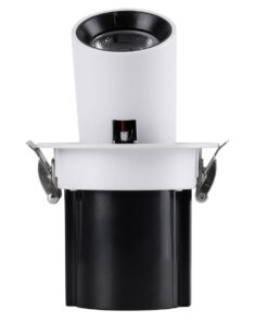 GloboStar® VIRGO-S 60302 Χωνευτό LED Spot Downlight TrimLess Φ9cm 7W 910lm 36° AC 220-240V IP20 Φ9cm x Υ9cm – Στρόγγυλο – Λευκό με Μαύρο Κάτοπτρο – Φυσικό Λευκό 4500K – Bridgelux COB – 5 Years Warranty