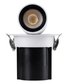 GloboStar® VIRGO-S 60302 Χωνευτό LED Spot Downlight TrimLess Φ9cm 7W 910lm 36° AC 220-240V IP20 Φ9cm x Υ9cm – Στρόγγυλο – Λευκό με Μαύρο Κάτοπτρο – Φυσικό Λευκό 4500K – Bridgelux COB – 5 Years Warranty