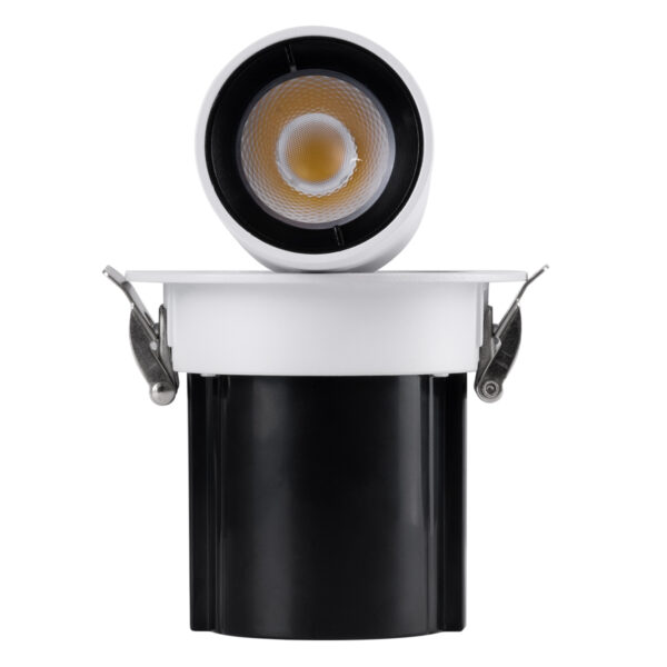 GloboStar® VIRGO-S 60302 Χωνευτό LED Spot Downlight TrimLess Φ9cm 7W 910lm 36° AC 220-240V IP20 Φ9cm x Υ9cm – Στρόγγυλο – Λευκό με Μαύρο Κάτοπτρο – Φυσικό Λευκό 4500K – Bridgelux COB – 5 Years Warranty