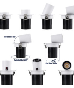 GloboStar® VIRGO-S 60302 Χωνευτό LED Spot Downlight TrimLess Φ9cm 7W 910lm 36° AC 220-240V IP20 Φ9cm x Υ9cm – Στρόγγυλο – Λευκό με Μαύρο Κάτοπτρο – Φυσικό Λευκό 4500K – Bridgelux COB – 5 Years Warranty