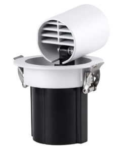 GloboStar® VIRGO-S 60303 Χωνευτό LED Spot Downlight TrimLess Φ9cm 7W 875lm 36° AC 220-240V IP20 Φ9cm x Υ9cm – Στρόγγυλο – Λευκό με Μαύρο Κάτοπτρο – Θερμό Λευκό 2700K – Bridgelux COB – 5 Years Warranty