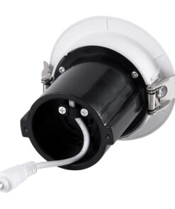 GloboStar® VIRGO-S 60303 Χωνευτό LED Spot Downlight TrimLess Φ9cm 7W 875lm 36° AC 220-240V IP20 Φ9cm x Υ9cm – Στρόγγυλο – Λευκό με Μαύρο Κάτοπτρο – Θερμό Λευκό 2700K – Bridgelux COB – 5 Years Warranty