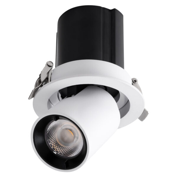 GloboStar® VIRGO-S 60303 Χωνευτό LED Spot Downlight TrimLess Φ9cm 7W 875lm 36° AC 220-240V IP20 Φ9cm x Υ9cm – Στρόγγυλο – Λευκό με Μαύρο Κάτοπτρο – Θερμό Λευκό 2700K – Bridgelux COB – 5 Years Warranty