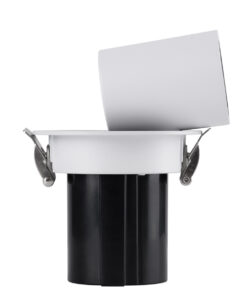 GloboStar® VIRGO-S 60303 Χωνευτό LED Spot Downlight TrimLess Φ9cm 7W 875lm 36° AC 220-240V IP20 Φ9cm x Υ9cm – Στρόγγυλο – Λευκό με Μαύρο Κάτοπτρο – Θερμό Λευκό 2700K – Bridgelux COB – 5 Years Warranty