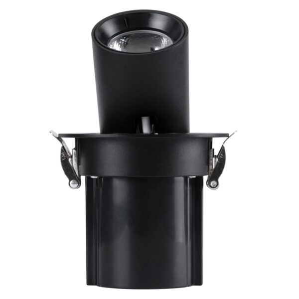 GloboStar® VIRGO-S 60305 Χωνευτό LED Spot Downlight TrimLess Φ9cm 7W 875lm 36° AC 220-240V IP20 Φ9cm x Υ9cm – Στρόγγυλο – Μαύρο – Θερμό Λευκό 2700K – Bridgelux COB – 5 Years Warranty