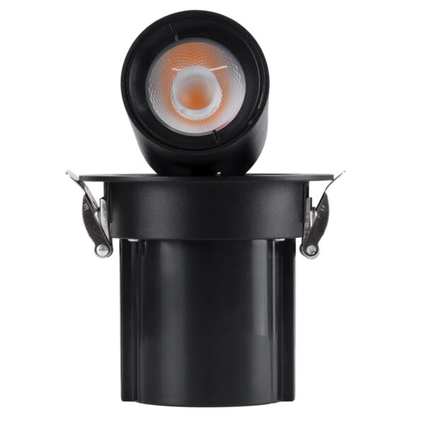 GloboStar® VIRGO-S 60305 Χωνευτό LED Spot Downlight TrimLess Φ9cm 7W 875lm 36° AC 220-240V IP20 Φ9cm x Υ9cm – Στρόγγυλο – Μαύρο – Θερμό Λευκό 2700K – Bridgelux COB – 5 Years Warranty