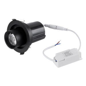GloboStar® VIRGO-S 60305 Χωνευτό LED Spot Downlight TrimLess Φ9cm 7W 875lm 36° AC 220-240V IP20 Φ9cm x Υ9cm – Στρόγγυλο – Μαύρο – Θερμό Λευκό 2700K – Bridgelux COB – 5 Years Warranty